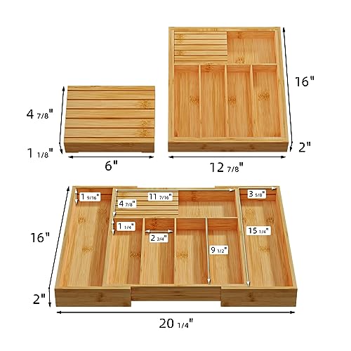 Silverware Organizer with Removable Knife Block (Yellow)