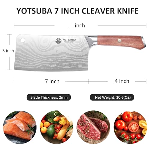 7 Inch Cleaver Knife with Full Tang Rosewood Handle (7 inch cleaver knife)