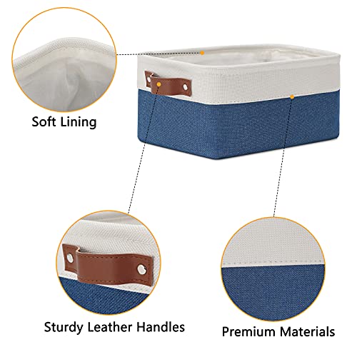 Set of 6 Small Baskets for Organizing (White&Blue / XS-12"x8"x5")