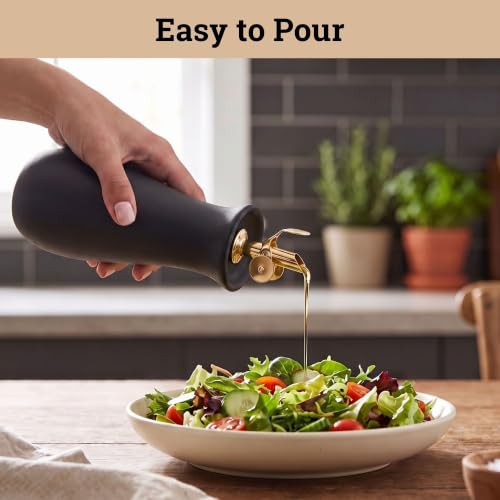 Ceramic Olive Oil Dispenser with Self (Black)