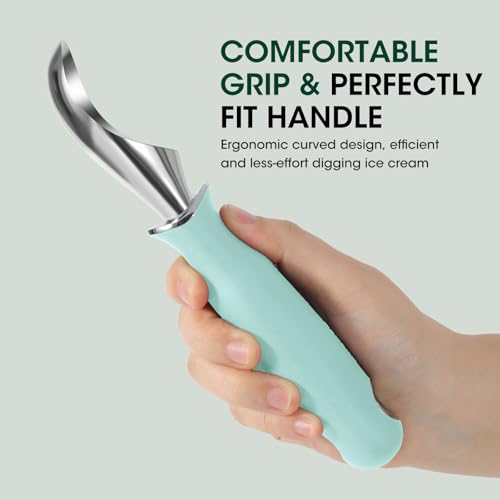 Premium Heavy Duty Ice Cream Scoop with Ergonomic Grip Handle