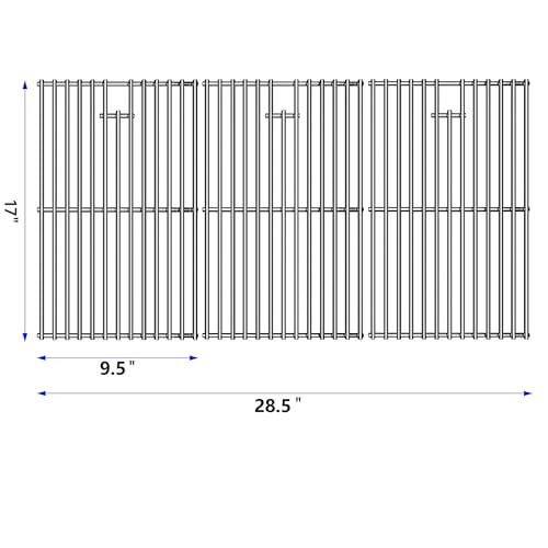 17/17.5/19.5 Inch Stainless Steel Grill Grates for Charbroil 463242716 Tru Infrared, for Charbroil Commercial 463242715 463276016 463257520 463263924, for Lowe's 606682 Nexgrill 720-0882A (17"D x 28.5"W)