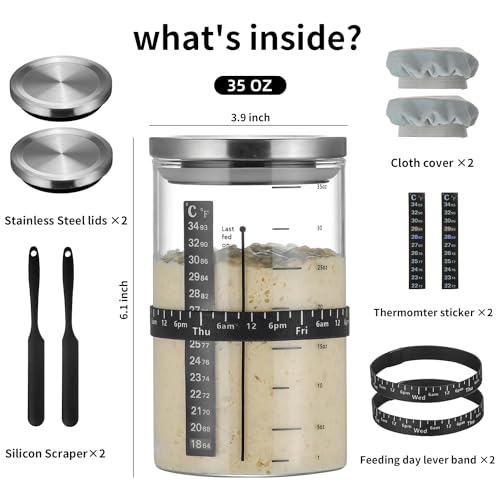 Sourdough Starter Jar (Steel Lid-2 Pack)