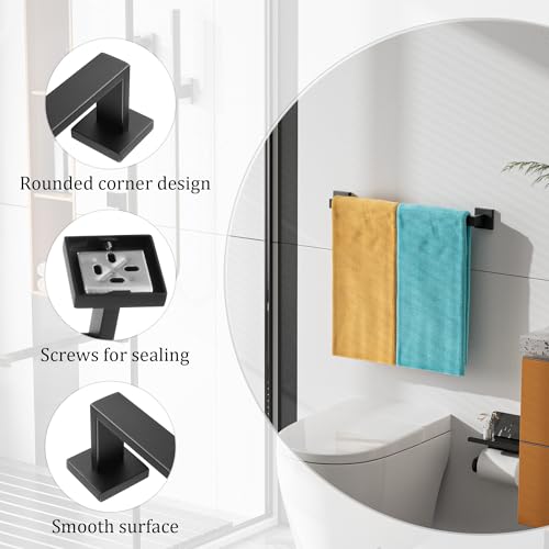 Towel Bar Towel Racks for Bathroom Wall Mount 20 Inch (Single 20 Inch / Matte Black)