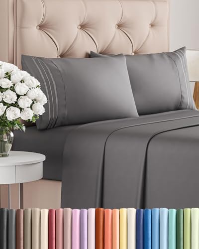 Full Size 4 Piece Sheet Set (06 - Dark Grey / Full)