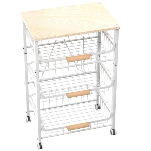 4 Layer Fruit Basket Kitchen Food Storage Organizer and Storage Rack (White 4-layer Rack)