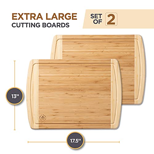 Bamboo Cutting Boards for Kitchen Set of 2 (2-Piece (Two-Tone))
