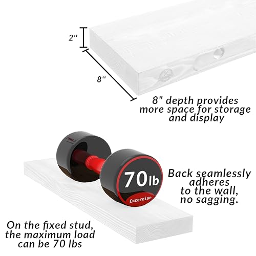 Floating Shelves 2 inch Thick for Wall Set of 2 (White / 24'' x 8''x 2''(set of 2）)