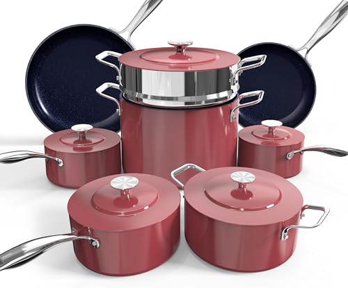 Lux 13pc Forged Lightweight Nonstick Ceramic Cookware Set (Cinnamon)