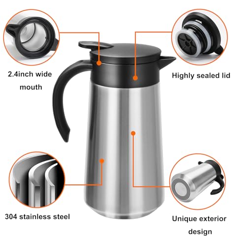 28oz Small Coffee Carafe Insulated Coffee Pot (Silver)