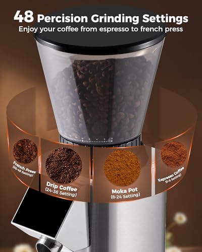 G1 Conical Burr Coffee Grinder with 48 Grind Settings (Silver)