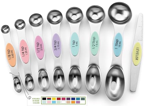 Stainless Steel Magnetic Measuring Spoons Set of 8 (Pastel / 1-Pack)