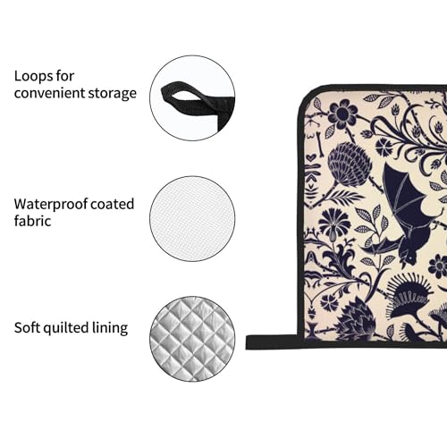 Bats and Flower Oven Mitts and Pot Holders Sets of 4 (One Size / Bats Flower)