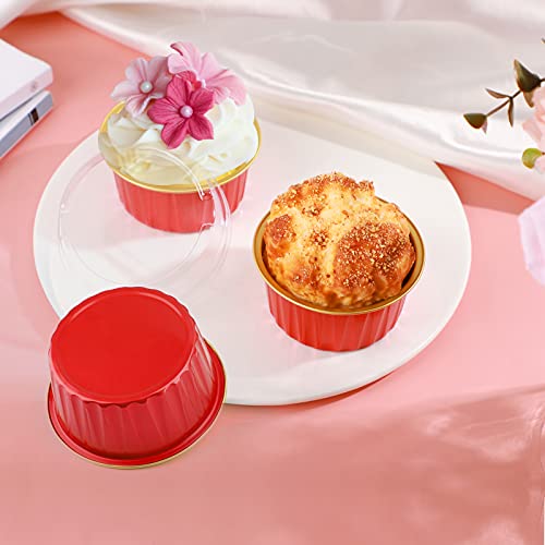 Dessert Cups with Lids (Red&Gold / 30pcs)