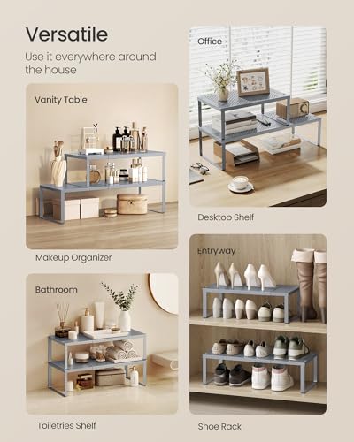 Spice Rack Expandable Kitchen Countertop Shelf (Silver / Set of 2)