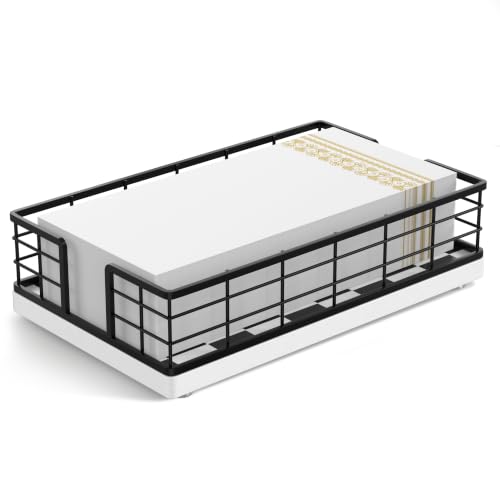 Guest Towel Holder Tray for Bathroom (Black/White / 9.06 x 5.51 x 2.56 inches)