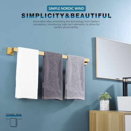 32 Inch Gold Bath Towel Bar Bathroom Towel Rack Towel Holder Shower Hand Towel Hanger (Brushed Gold / 32-Inch)