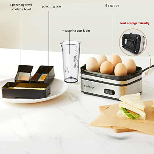 Rapid Egg Cooker Electric 6 Eggs Capacity (Silver)