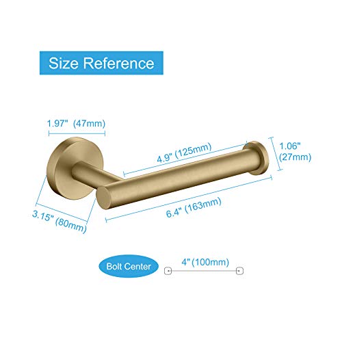 Toilet Paper Holder SUS304 Stainless Steel Round Size Brushed Gold 2 Pack (2 Count)