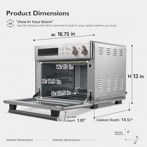 Retro 26.3 QT Infrared Heating Air Fryer Toaster Oven (Almond Yellow Color)