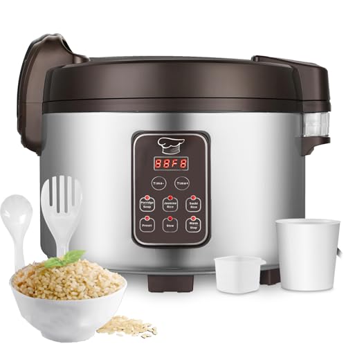 15L Commercial Rice Cooker & Warmer (Silver & Black / 84 Cups Cooked - Smart Rice Cooker & Warmer)