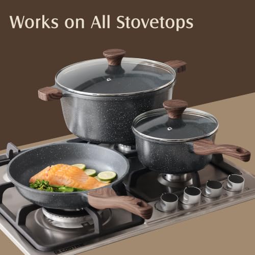 23 PCS Non Stick Pots and Pans Set (Gray 01 / Large)