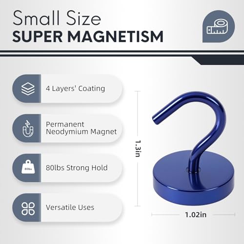 Magnetic Hooks Large Opening (Navyblue / 80lb Magnetic Hooks)