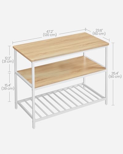 Kitchen Island with 3 Shelves
