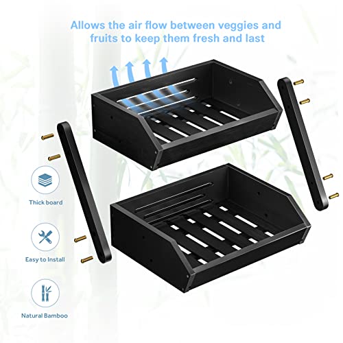 2 Tier Fruit Basket for Kitchen Counter (Black / 2-Tier)