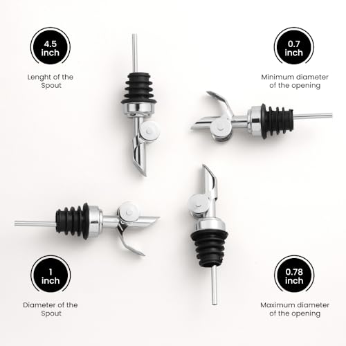 Liquor Pour Spout Made of Stainless Steel with Automatic Anti (Silver / Set of 4)