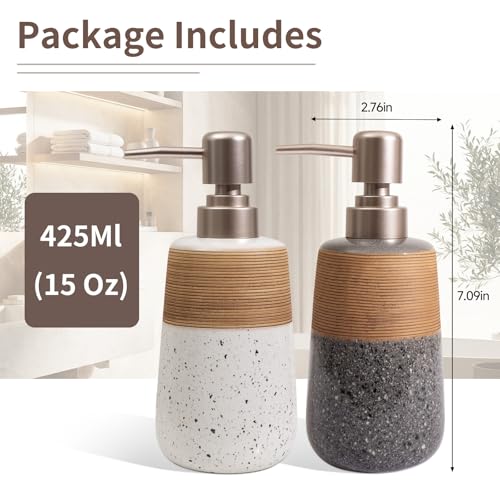 2 Pcs Ceramic Soap Dispenser Set (2 x 15 Oz Soap Dispenser)