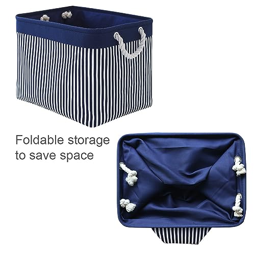 Organization and Storage Basket for Shelves (Navy Patchwork / Large Cube-2 Pack)