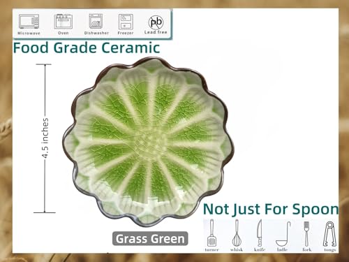 Ceramic Spoon Rest for Stove Top (Cracks Deco, Fruit Green)