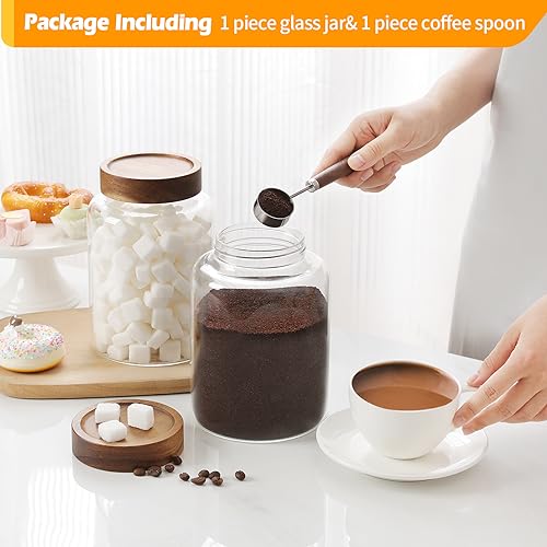 Large Glass Coffee Jars with Spoons 60 oz (1800ml/60oz)