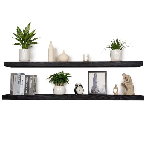 Rustic Floating Shelves 72 inch Long 8 "deep Set of 2 (Black / 72'' x 8''x 2''(set of 2）)