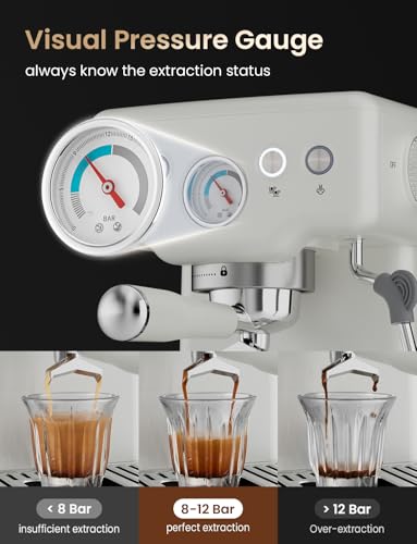 Stainless Steel Espresso Machine with Visible Pressure Guage (white)