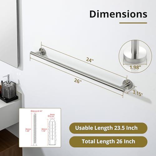 Towel Racks for Bathroom 24 Inch (Brushed Nickel)