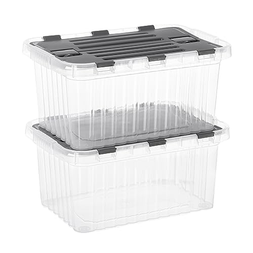 Clear Storage Boxes with Attached Lids (2 Pack)