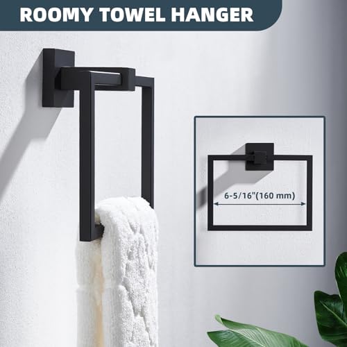 Matte Black Square Towel Holder for Bathroom (Matte Black)