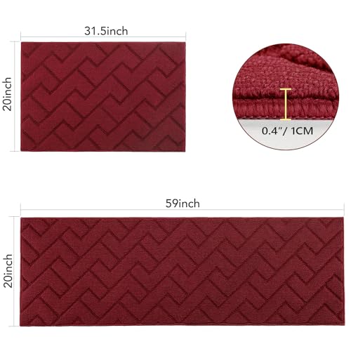 Kitchen Runner Rug (Red / 20"x48"+20"x32")