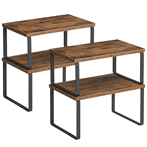 Cabinet Organizer Shelf (Black + Rustic Brown / 11.7"W)