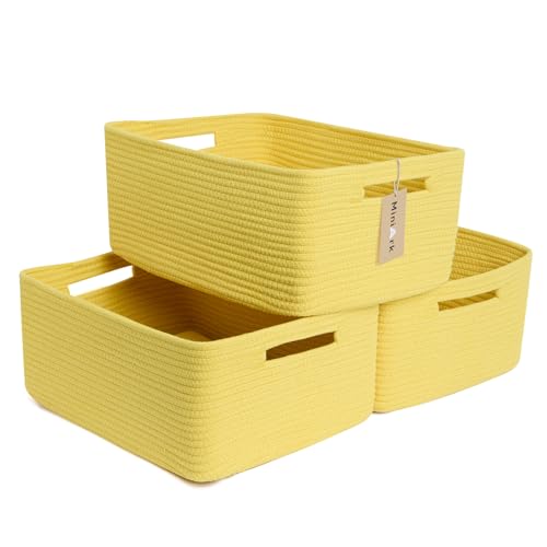 Large Storage Baskets for Shelves (3pcs-L17×W13×H7.5" / Yellow)
