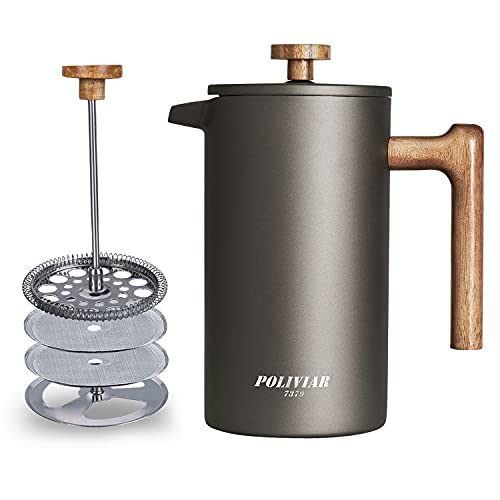 POLIVIAR French Press Coffee Maker (Titanium gray)