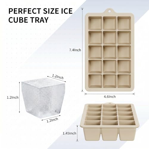 Silicone Ice Cube Tray 2 Pack (Ice Cube Tray 2 Pack / Kahki+Kahki)