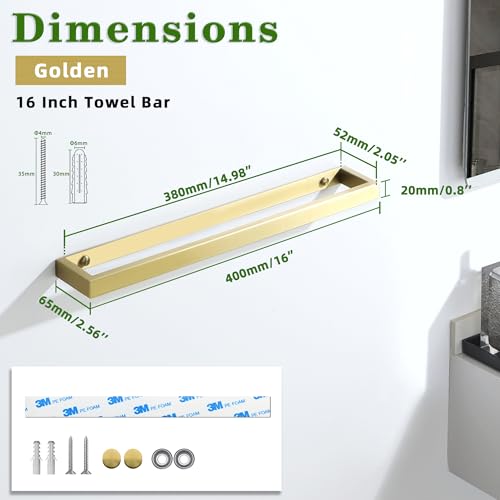Gold Hand Towel Holder Towel Bar for Bathroom Wall Mounted 16 Inch (Gold / 16-Inch)