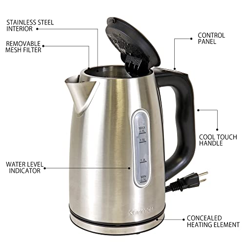 Kenmore 1.7L Cordless Electric Kettle w (Silver)
