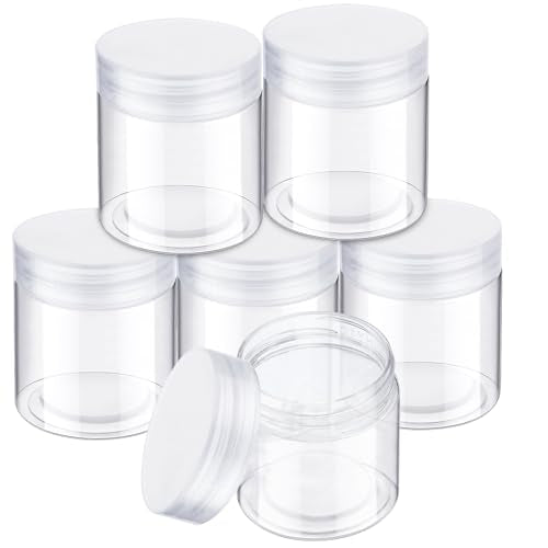6 Pack 10 oz Plastic Jars Containers with Lids Wide (6 Count)