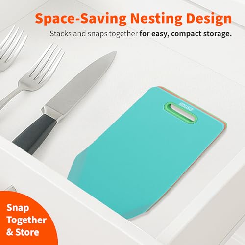 IMUSA Cutting Board Set (3PK Nesting (Teal, Orange, Lime Green))