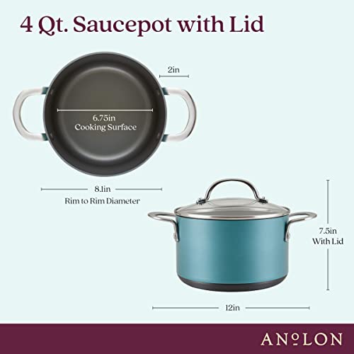Achieve Hard Anodized Nonstick Saucepot with Lid (Saucepot (4 Quart) / Teal)
