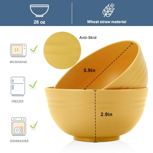 Wheat Straw Bowl Set of 8 (26 oz / Yellow)